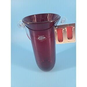 Blenko Millennium II Ruby Red Glass Vase Applied Handles Signed Numbered Tag
